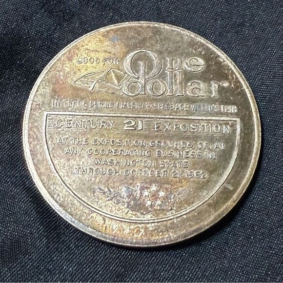Original 1962 Seattle’s World Space Fair Century 21 1 dollar Commemorative Coin - Picture 1 of 3